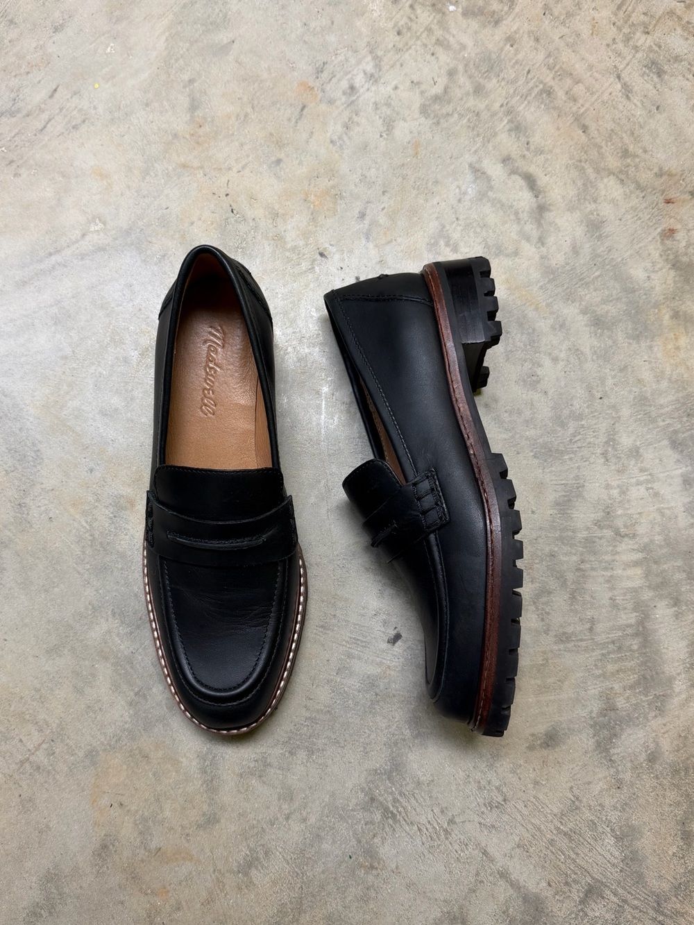 Madewell The Corinne Lugsole Loafer Black Leather Penny Loafers